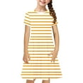 thumbnail image 2 of Teens Girls Dresses Summer 4-14Y Juniors Teens Trendy Short Sleeve Crewneck Stripe Printed Pleated Pullover Beach A-Line Midi Dress, 2 of 7