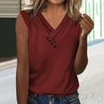 thumbnail image 2 of FAIWAD Women V Neck Button Down Tops Solid Color Ruched Loose Sleeveless Blouses Basic Dressy 2024 Clothes, 2 of 6