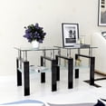 thumbnail image 3 of Smilegend Tempered Glass Square Coffee Table Set - Transparent/Black, 150lbs, Sturdy Steel Frame, Adult Use, 3 of 7