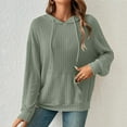 thumbnail image 4 of Ribbed Knit Sweater Hoodie 2025 Long Sleeve Plain Basic Hoodies with Pockets Hooded Sweatshirt Hoodie Women Pullover, 4 of 8