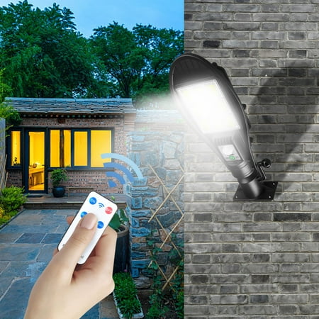 

Lighting Ceiling Solar Light Solar Outdoor Powered Lights IP65 Waterproof 3 Modes With Remote Control Wall Security Lights For Fence Yard Garden Patio Front Lights Motion Sensor Solar Black