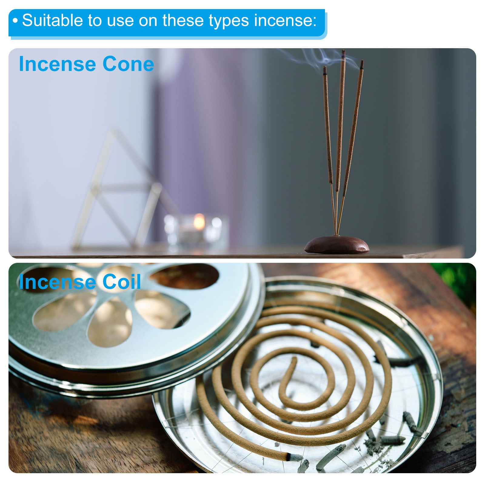 Unique Bargains Alloy Ash Catcher Fireproof Cone Pad Tray for Yoga Spa Room Use "5.5" Gold