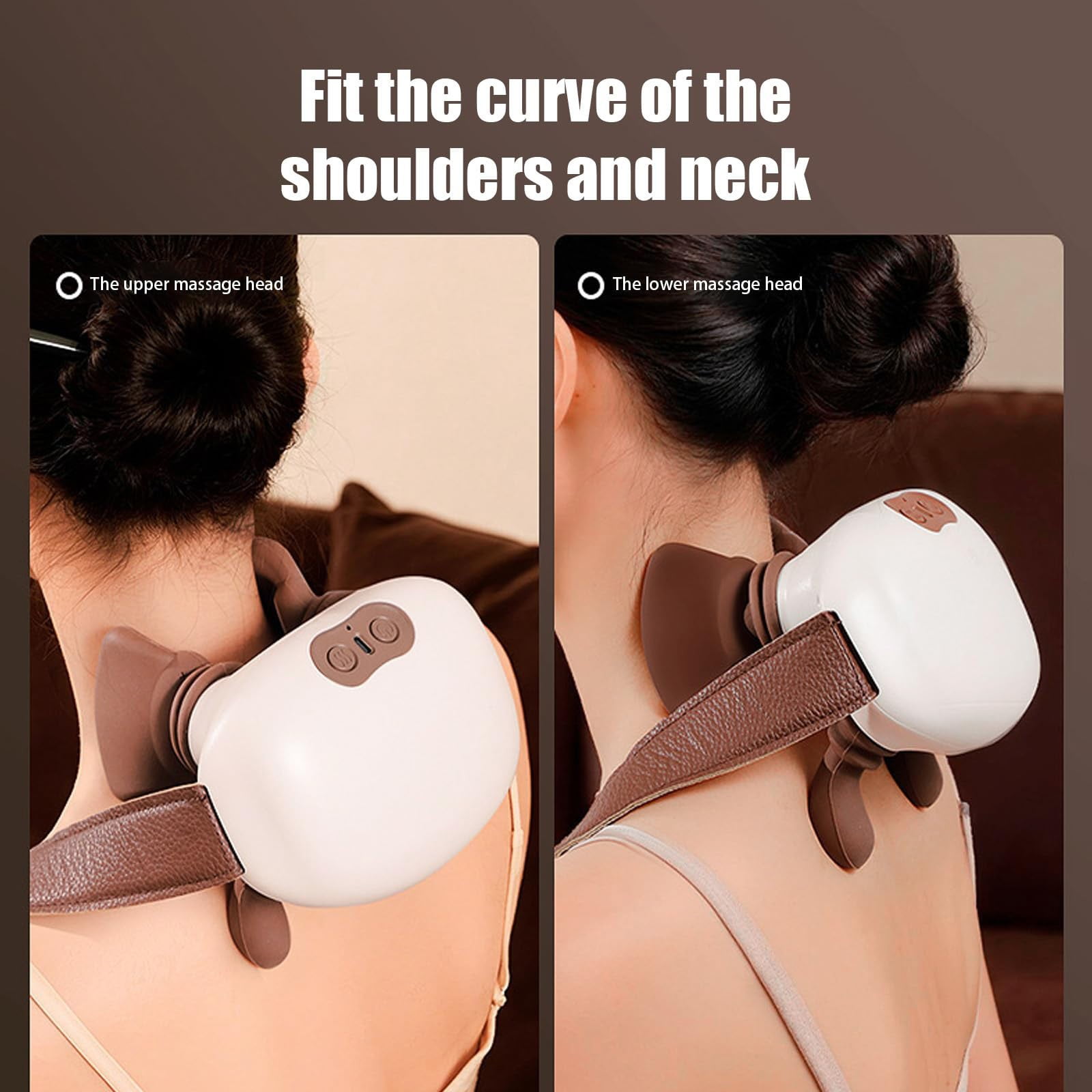 4D Neck and Shoulder Massager, Heat Wireless Deep Tissue Kneading Massage Pillow, Simulating Human Hands Dual Heat Settings, Ergonomic Palm Curve, Protable Design for Home Office Travel