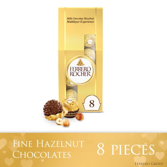 ( 3.5oz,PACK OF 1 ), Ferrero Rocher Fine Hazelnut Chocolates, Stand Up Bag with Wrapped Pieces, Luxurious Treats