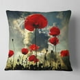 thumbnail image 2 of Designart Poppies on Thunderstorm Background - Floral Throw Pillow - 16x16, 2 of 5