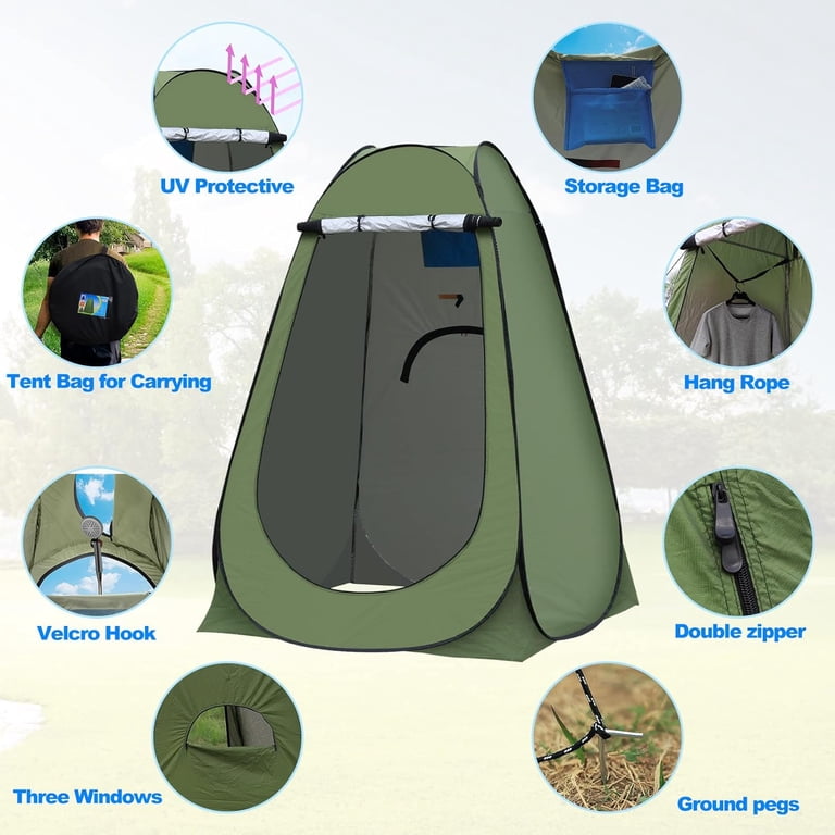 GVDV Pop Up Privacy Tent, Portable Outdoor Toilet Shower, Green