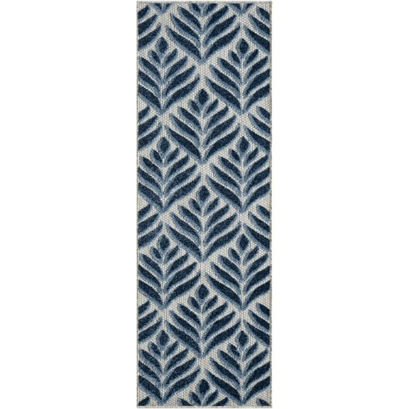 Nourison Aloha 2'3" x 8' Blue Tropical Rug