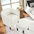 thumbnail image 2 of Giantex Modern Accent Chair, Upholstered Teddy Velvet Barrel Club Chair w/Ottoman, Comfy Accent Arm Chair, 2 of 8