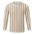 thumbnail image 5 of T Shirts for Man Long Sleeve Fall Warm Striped Color Block Tops 2025 Casual Classic Crew Neck Slim Stretchy Comfortable Mens T-Shirts Khaki S, 5 of 5