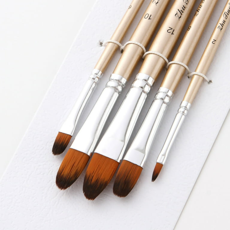 6pcs Acrylic Paint Brushes For Acrylic Oil Watercolor Gouache Artist  Professional Painting Kits With Synthetic Nylon Tips White - AliExpress