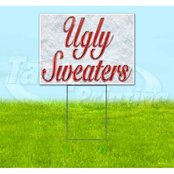 Ugly Sweaters Red & Chrome (18" X 24") Yard Sign, Includes Metal Step Stake