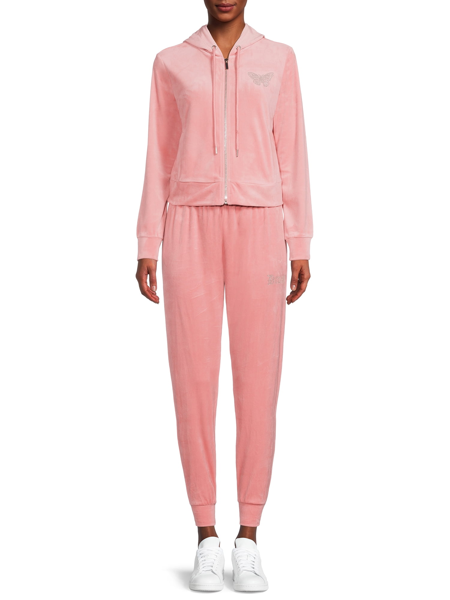 No Boundaries Juniors' Velour Hoodie and Jogger Pants Set, 2Piece