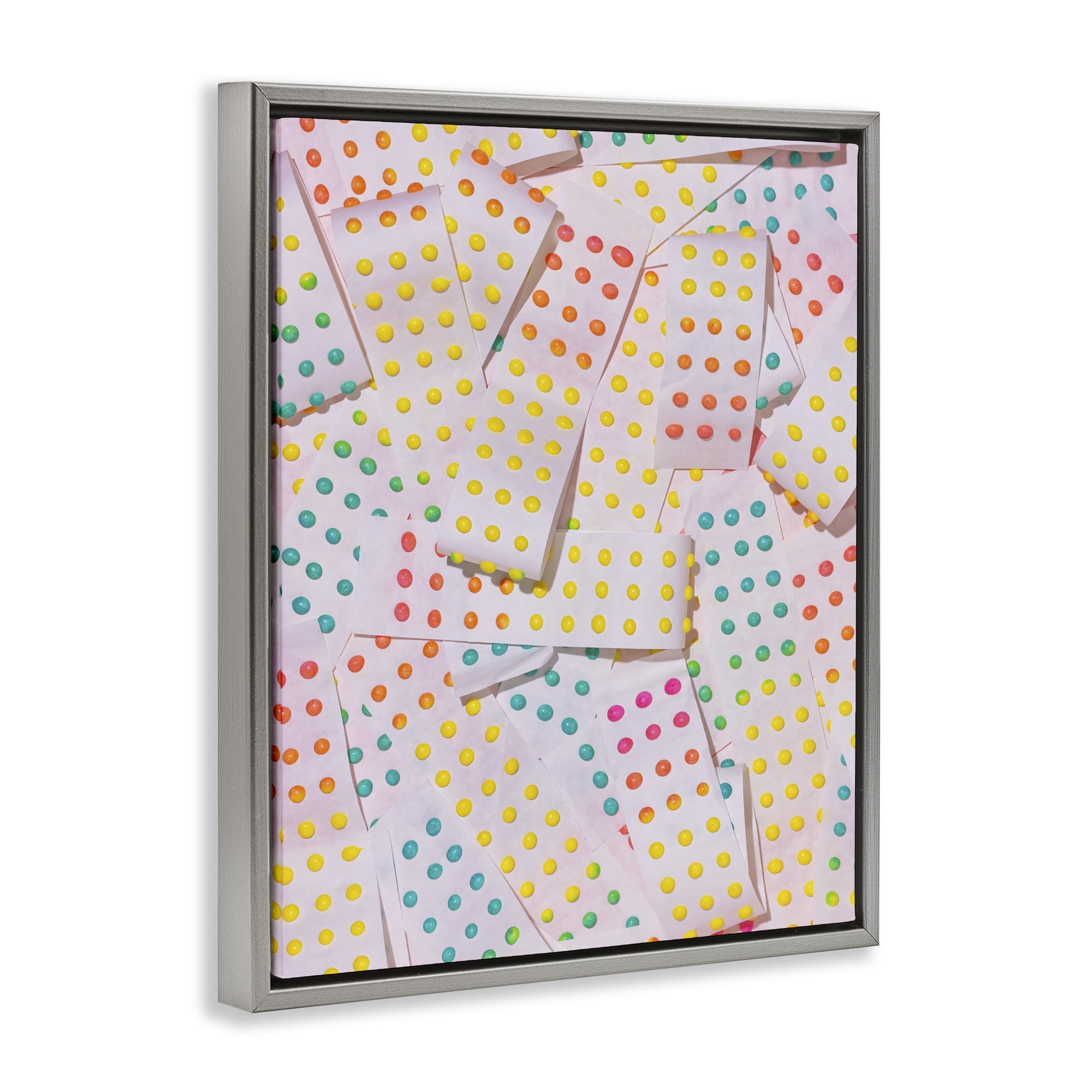 Stupell Industries Retro Color Candy Dots Gray Framed Floater Canvas Wall Art, design by LISH Creative