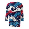 thumbnail image 4 of GERsome Womens 4th of July 3/4 Sleeve Tops Casual Loose Fit Crewneck T Shirts American Flag Patriotic Tee Shirts S-3XL, 4 of 5