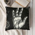 thumbnail image 3 of YINGXI Throw Pillow Cover White Chiromancy with Human Hands and Mystic Symbols on Black Repeated with Life Lines Palms Pillow Case Home Office Pillowcase 24x24in, 3 of 5