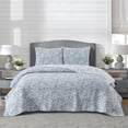 thumbnail image 6 of Mainstays Botanical Floral Stitched Quilt, King, Light Blue, Reversible Lightweight Bedding, 6 of 9
