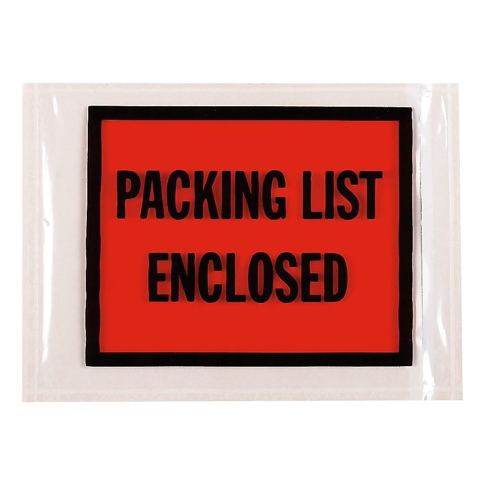 Packing List Enclosed Envelope Pouches ENVPQ22 7" X 5.5" Full-Face shipping safe 
