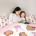 thumbnail image 4 of Erosebridal Kawaii Capybara Bedding Comforter Set 7-Piece For Children Boys Girls,Cute Ribbon Bow Donuts King Bedding Sets For Kids,Pink Reversible, 4 of 6