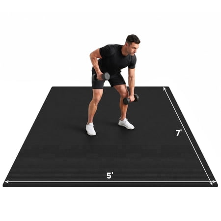 Extra Large Exercise Mat, Extra Thick Workout Mat for Home Gym Flooring, High-Density Non-Slip Gym Mat for Cardio, Yoga, Jump Rope, MMA & Weights, Available in 7x5