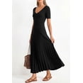 thumbnail image 5 of PRETTYGARDEN Women's Spring Midi Sweater Dresses Elegant Pleated Ribbed Knit Short Sleeve V Neck A Line Summer Outfits, 5 of 10