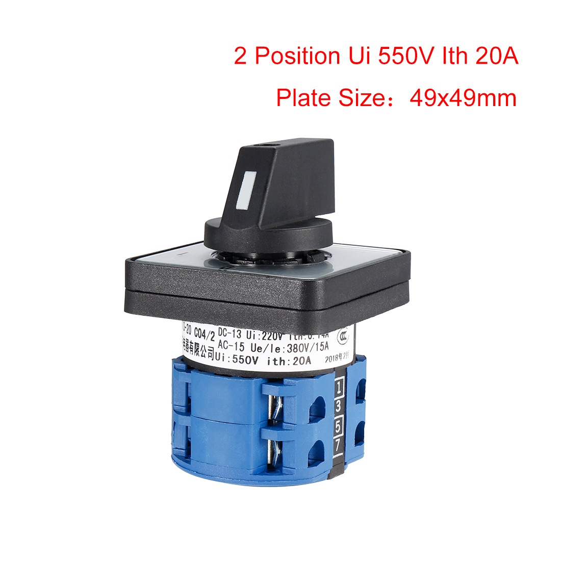 Changeover Switch Rotary Selector 2 Position Cam Switch 8 Terminals Latching