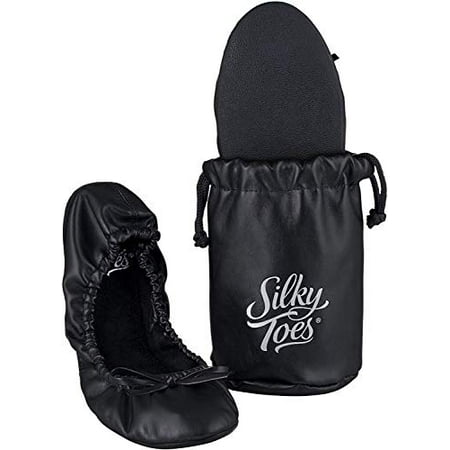 

Silky Toes Foldable Travel Portable Flat Comfort Shoes with Pouch (Large 8/9 Black)