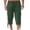 Green, variant on Kureaily Mens Cotton Linen Capri Pants Light Loose 3/4 Long Shorts Elastic Waist Drawstring Casual Beach Trousers