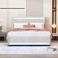 thumbnail image 2 of Upholstered Bed Frame with LED Light, 4 Drawers, Type C USB Ports and Headboard, Full Size, 2 of 8