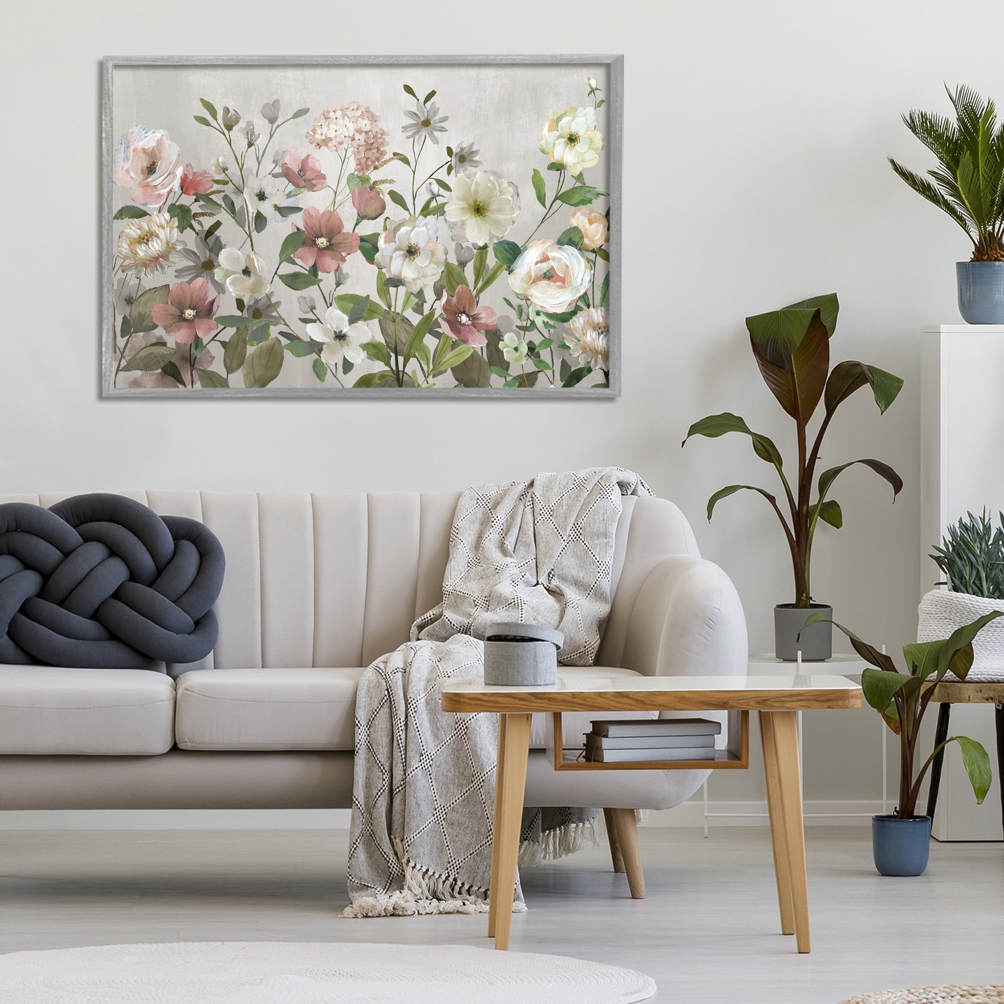 Stupell Industries Garden Meadow Arrangement Gray Framed Giclee Art, design by Nan