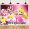 thumbnail image 1 of Decoración para fiesta de cumpleaños de la Princesa Peach de Mario, baby shower, vajilla para niños y niñas, fondo con globos, adornos para tartas, 1 of 5
