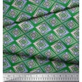 thumbnail image 2 of Soimoi Green Velvet Fabric Diamond Geometric Printed Fabric 1 Yard 58 Inch Wide, 2 of 3