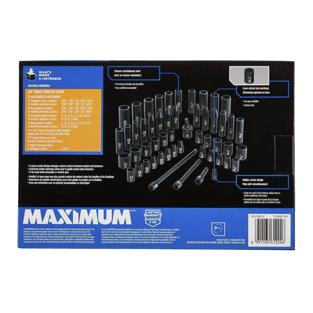 53-Piece 1/4 in. Drive Impact Socket Set