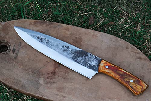 Almazan® Custom Handmade Chef Knife, Full Tang, Meal Preparation, Cutting Vegetables, Outdoor Adventures Knife, Camping Knife