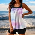 thumbnail image 2 of Swimwear Tankini for Women with Basic Shorts Mesh Standard Straps Patchwork Tank Tops with Comfort Boyshorts Two Piece Bathing Suits ,Size S-2XL, 2 of 6
