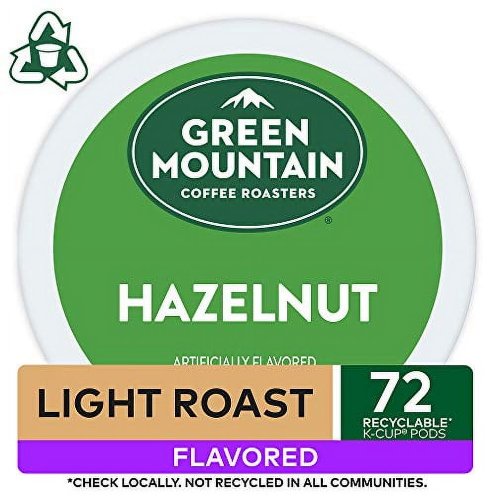 Green Mountain Coffee Roasters Hazelnut Keurig Single-Serve K-Cup pods, Light Roast Coffee, 72 Count (6 Packs of 12)