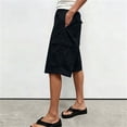 thumbnail image 4 of Mifsaly Capri Cargo Pants for Women Elastic Drawstring Waist Cropped Trousers with Pockets Lightweight Casual Knee Length Vacation Summer Capris Black,M, 4 of 7