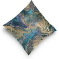 thumbnail image 5 of GZHJMY Soft Smooth Skin-Friendly Throw Pillow Cover without Pillow Case20"x20"Shrink-Resistant Breathable Hidden Zipper Opening, Sofa Bed Office Farmhouse Room Easy to Disassemble|Blue Gold Marbling, 5 of 7