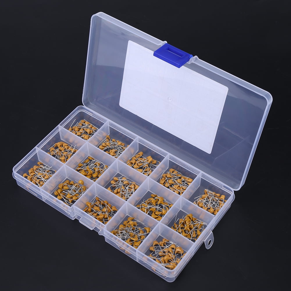 450pcs Ceramic Capacitors Multi-layer Ceramic Capacitor Assortment Kit With Box 10pF-100nF 15 Value
