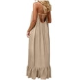 thumbnail image 7 of Backless Cami Linen Dresses for Women Sleeveless Open Back House Long Cami Lounge Dress Backless for Indoor Summer Wear, 7 of 7