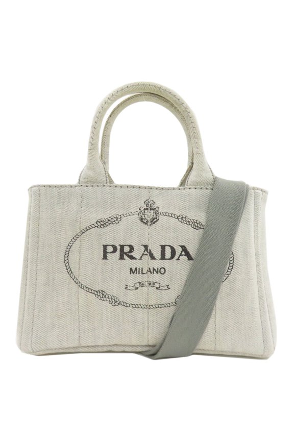 Pre-Owned Prada 1BG439 Canapa Mini 2-Way Handbag, Denim, Women's
