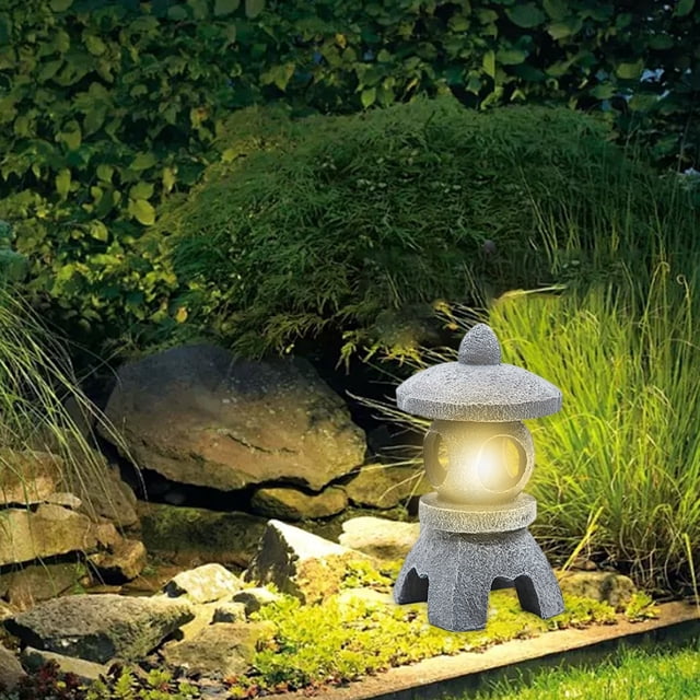 Lámpara de Pagoda de Piedras Solares, de Resina, para Decoración de Exteriores, Ideal para El Jardín.
