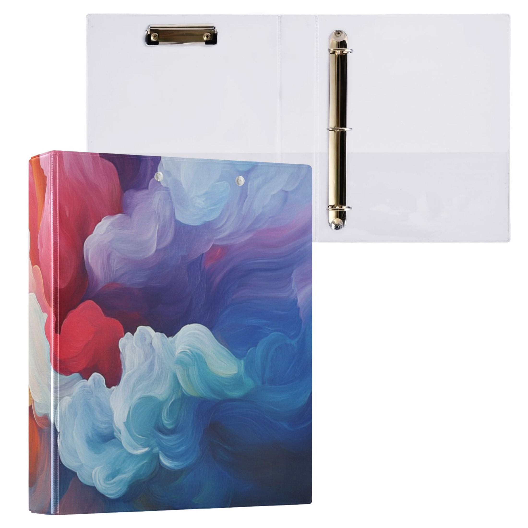 Smoke Colorful 3 Ring Binders 1.5 inch Hardcover File Folders with Interior Pockets A4 Size Organizer for School Office Hospital