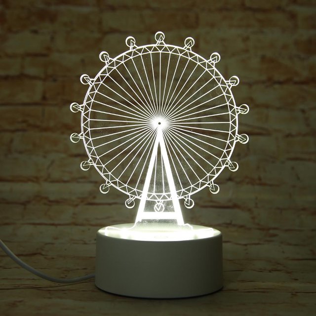 Lámpara USB 3D LED Luz de noche junto a la cama Amor romántico Lámpara de mesa de escritorio de acrílico (E) Ndcxsfigh Nuevos Originales