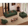 thumbnail image 5 of Morden Fort 3 Pieces Cloud Couch Set, Boucle Sherpa Fabric Upholstered Comfy Armless Chair, Arm Chair and 3 Seater Sofa Set for Living Room, Wood Leg, Green, 5 of 5