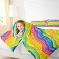 thumbnail image 4 of Feelyou Rainbow Stripe Waves Full Size Comforter Sets, Colorful Lines Abstract Bedding Comforter Set, Teens Kids Boys Girls Reversible Bedding Sets, Lightweight Room Decor, 3 Pieces, 4 of 8