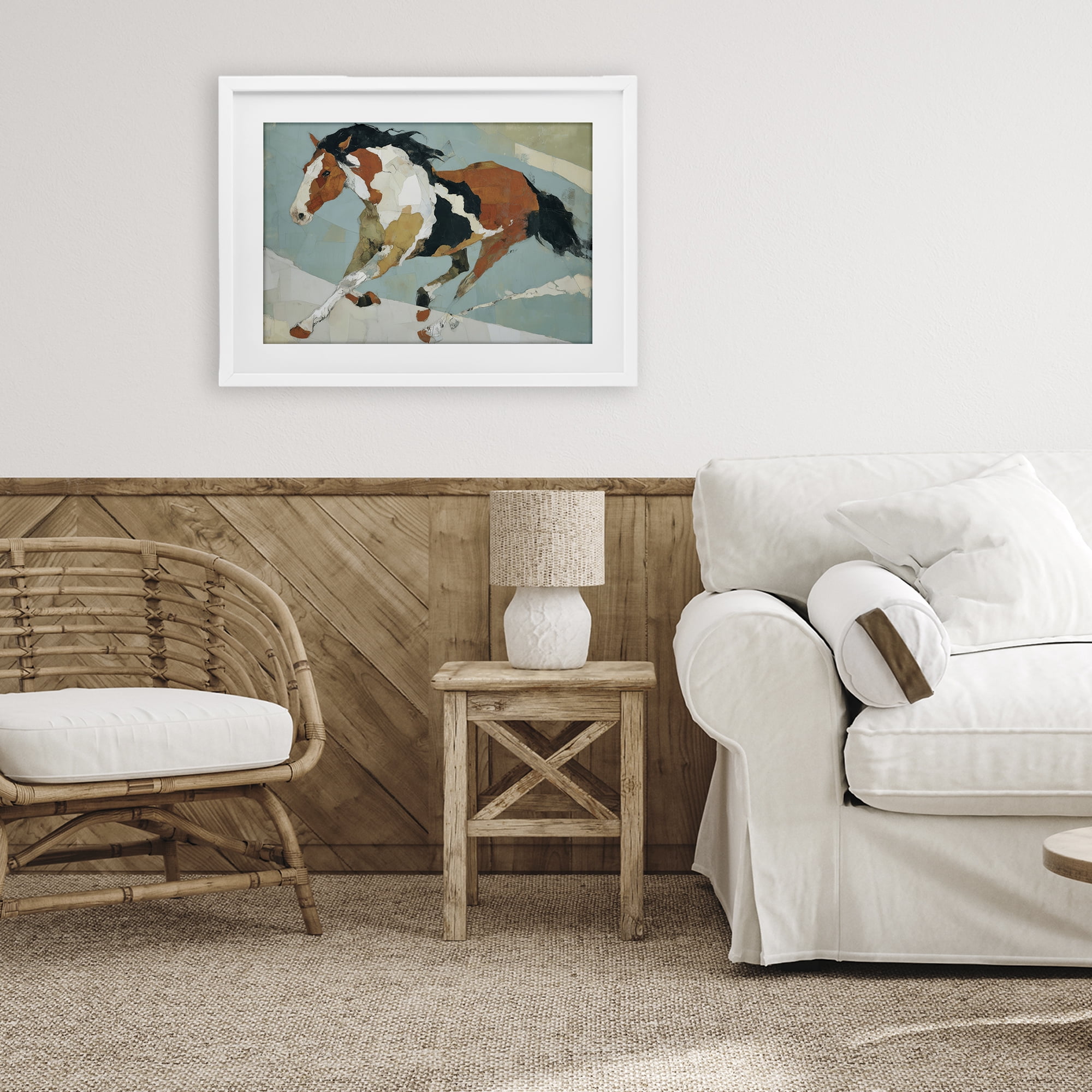 Stupell Industries Paint Horse in Motion White Framed Print Under Glass, design by Chromatic Storm Studio