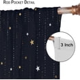 thumbnail image 6 of Night Starry Sky Curtains, Golden Space Stars Fantasy Galaxy Universe Black Cosmic with Gold White Star Rain Print Window Curtains for Kids Bedroom Living Room 42x54 Inch, 6 of 8