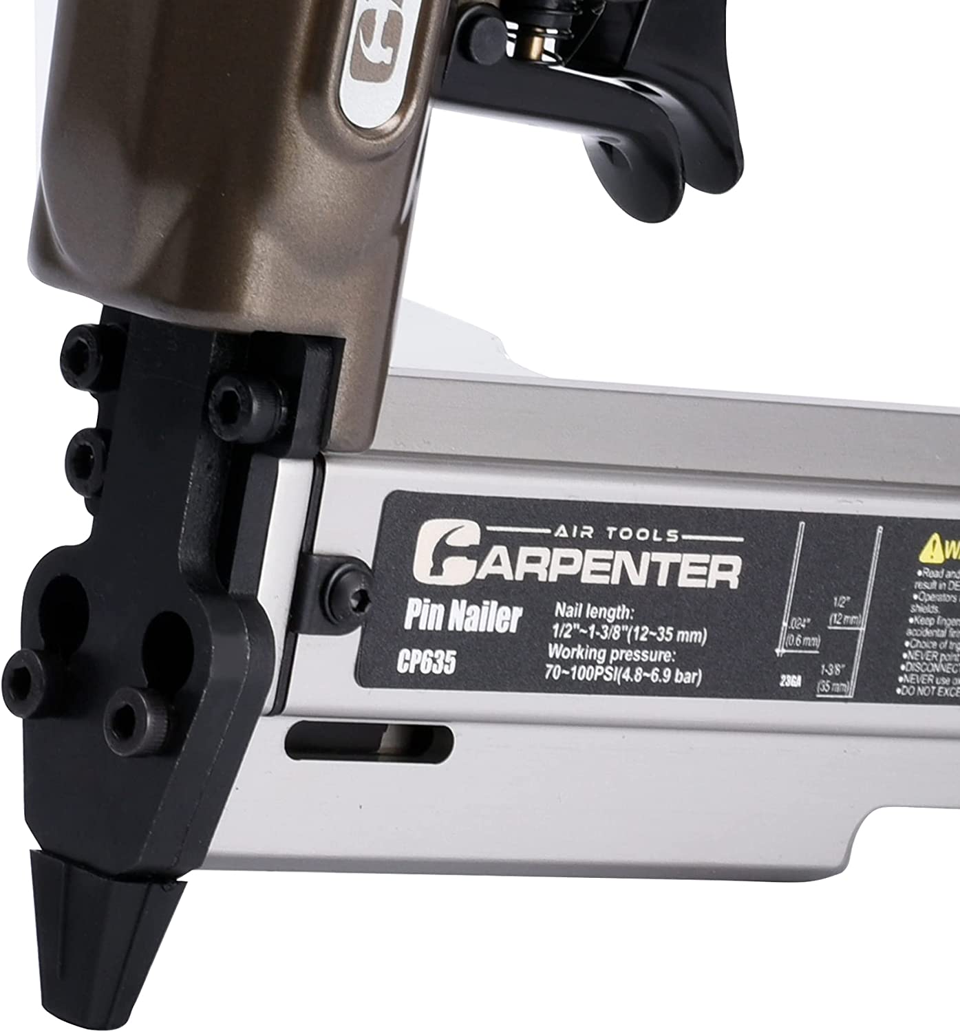 Carpenter Air Tools CP635 Pin Nailer, 100 Magazine, Strip Collation, 5/8 to 1-3/8 in Fastener