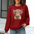 thumbnail image 2 of Waffle Sweatshirts for Womens Christmas Loose Crewneck Long Sleeve Shirts Christmas Cow Printed Sweaters Casual Fashion Xmas Holiday Party Pullover Tops, 2 of 6
