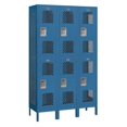 thumbnail image 2 of Extra Wide Vented Metal Locker - Double Tier - 3 Wide - 6 Feet High - 18 Inches Deep - Blue - Unassembled, 2 of 3